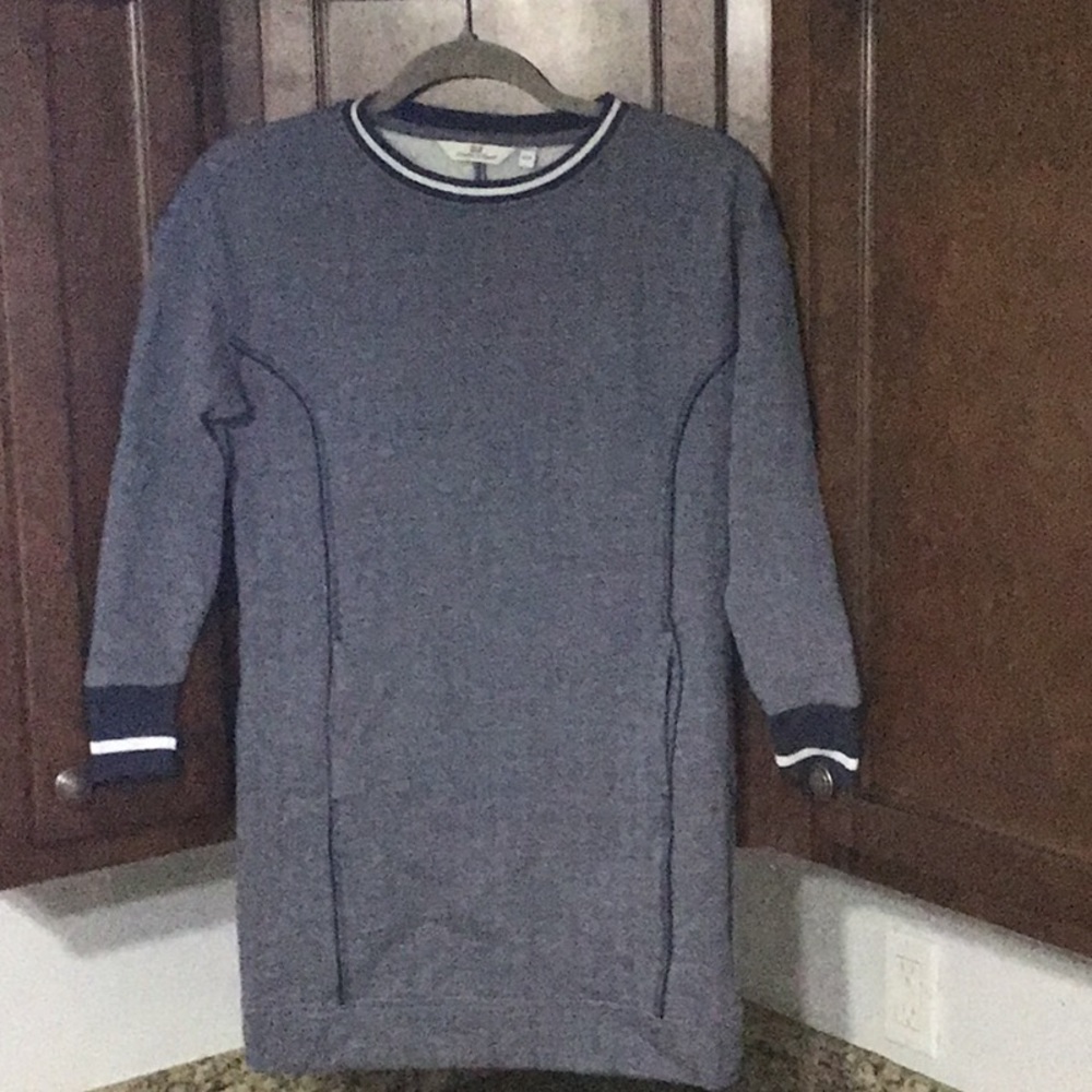 Long Sleeve Blue and White Sweater/Dress